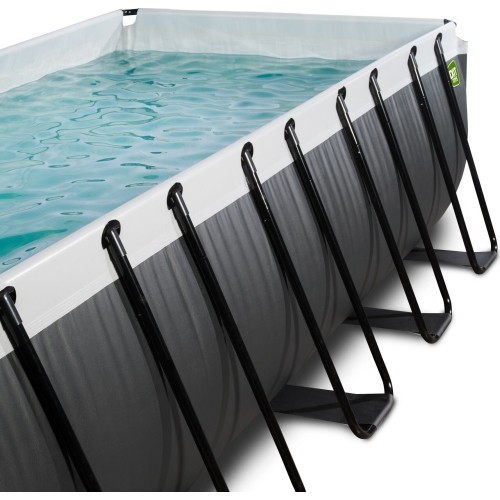 Basen EXIT Black Leather 540x250x122cm z pompą filtrującą piaskową, kopułą i pompą ciepła – czarny
