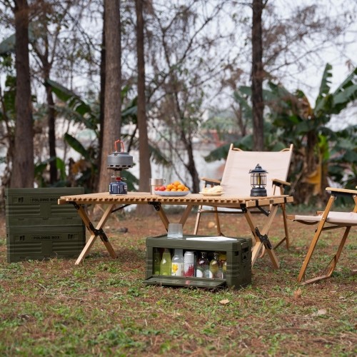 Składana skrzynia turystyczna z pokrywką NILS Camp NCB4004, zielona 50L