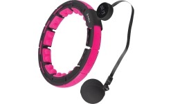 Magnetyczne hula hoop HHM16 czarno-różowe z obciążnikiem i licznikiem HMS + pas na talię BR163 czarny