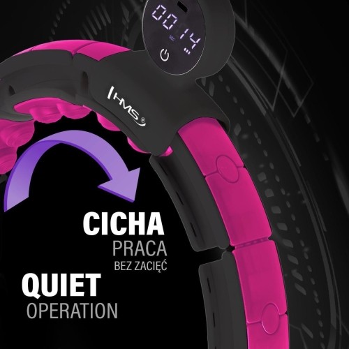 Magnetyczne hula hoop HHM16 czarno-różowe z obciążnikiem i licznikiem HMS + pas na talię BR163 czarny