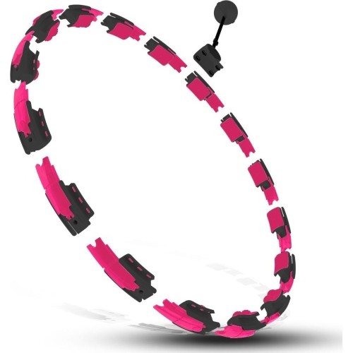 Magnetyczne hula hoop HHM16 czarno-różowe z obciążnikiem i licznikiem HMS + pas na talię BR163 czarny