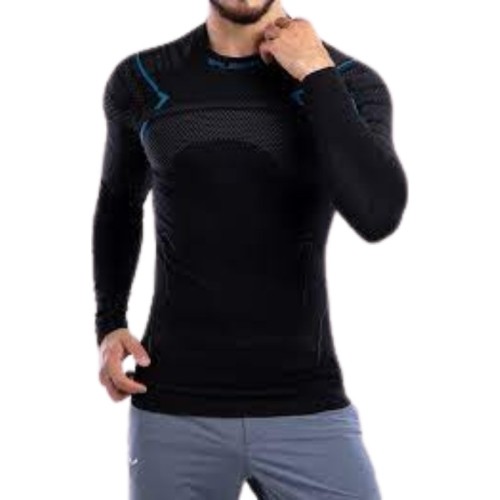 Męska koszulka z długim rękawem Brubeck Thermo Black LS13040A - Czarny/Niebieski