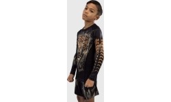 Koszulka rashguard Venum Tiger Kids z długim rękawem, czarno-pomarańczowa neon