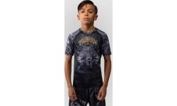 Koszulka rashguard dziecięca Venum Wolf Atak z krótkim rękawem – czarno-szara