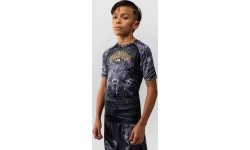 Koszulka rashguard dziecięca Venum Wolf Atak z krótkim rękawem – czarno-szara