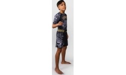 Koszulka rashguard dziecięca Venum Wolf Atak z krótkim rękawem – czarno-szara