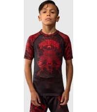 Koszulka rashguard dziecięca Venum Wolf Atak z krótkim rękawem – czarno-czerwona