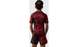 Koszulka rashguard dziecięca Venum Wolf Atak z krótkim rękawem – czarno-czerwona