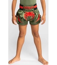 Spodenki Muay Thai Venum Inferno Kids, khaki/pomarańczowe