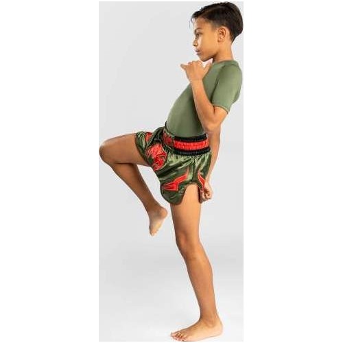 Spodenki Muay Thai Venum Inferno Kids, khaki/pomarańczowe