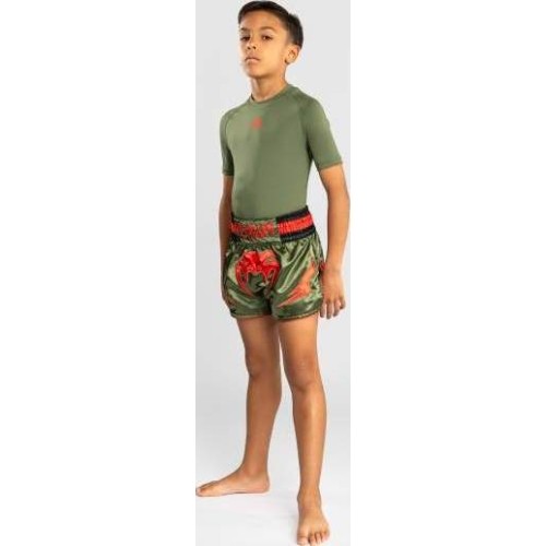 Spodenki Muay Thai Venum Inferno Kids, khaki/pomarańczowe