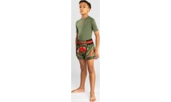 Spodenki Muay Thai Venum Inferno Kids, khaki/pomarańczowe