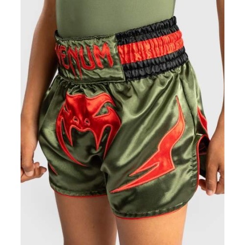 Spodenki Muay Thai Venum Inferno Kids, khaki/pomarańczowe