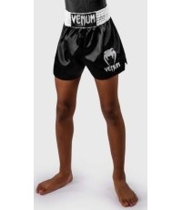 Spodenki Muay Thai Venum Classic dla dzieci, czarno-białe