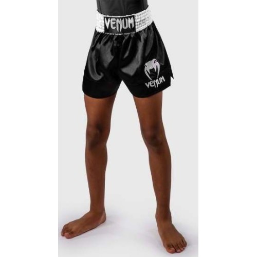 Spodenki Muay Thai Venum Classic dla dzieci, czarno-białe