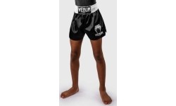 Spodenki Muay Thai Venum Classic dla dzieci, czarno-białe