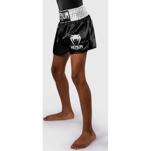 Spodenki Muay Thai Venum Classic dla dzieci, czarno-białe