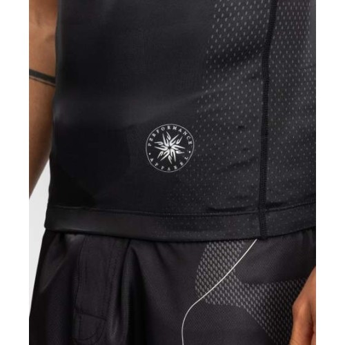 Koszulka rashguard Venum Nexus z krótkim rękawem - czarno-srebrna