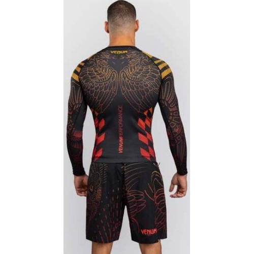 Venum Quetzal Fury rashguard z długim rękawem, czarny/czerwony/pomarańczowy