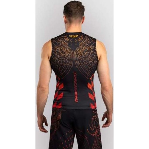 Rashguard bez rękawów Venum Quetzal Fury, Black/Fury Red/Tangerine