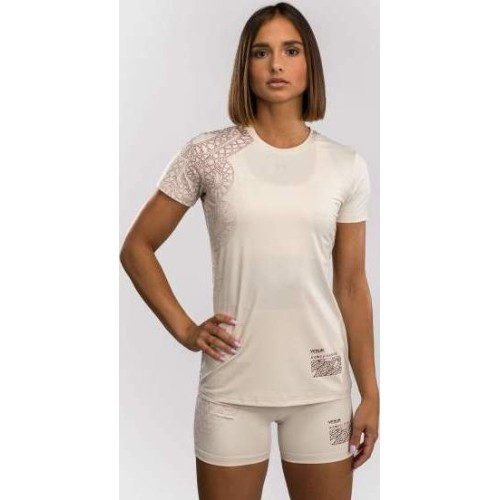 Koszulka damska Venum Serpenti Dry-Tech, kość słoniowa / bordowy
