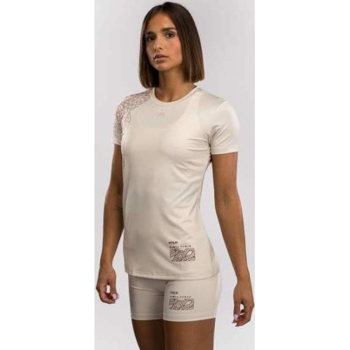 Koszulka damska Venum Serpenti Dry-Tech, kość słoniowa / bordowy
