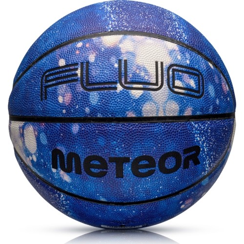 Piłka do koszykówki Meteor Fluo, rozmiar 7 - Biały/niebieski