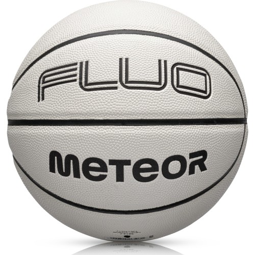 Piłka do koszykówki Meteor Fluo, rozmiar 7 - Biały/neonowa zieleń
