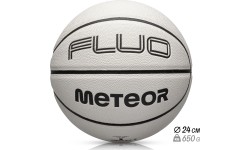 Piłka do koszykówki Meteor Fluo, rozmiar 7 - Biały/neonowa zieleń