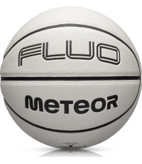 Piłka do koszykówki Meteor Fluo, rozmiar 7 - Biały || Neonowy niebieski