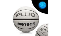 Piłka do koszykówki Meteor Fluo, rozmiar 7 - Biały || Neonowy niebieski