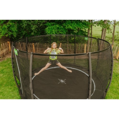 Trampolina gruntowa EXIT Dynamic ø366 cm z siatką ochronną – czarna