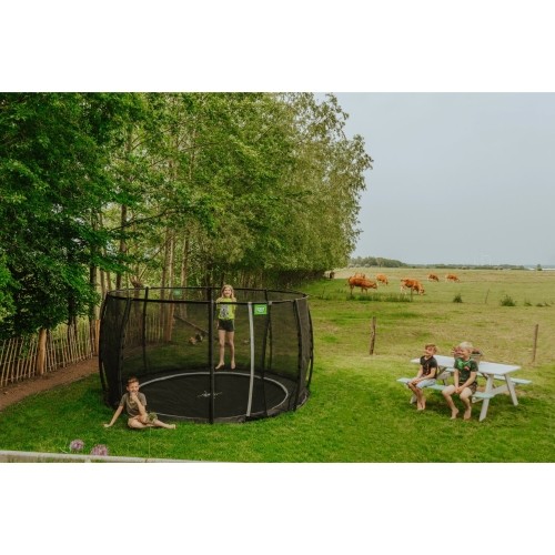 Trampolina gruntowa EXIT Dynamic ø366 cm z siatką ochronną – czarna