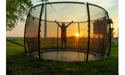 Trampolina gruntowa EXIT Dynamic ø366 cm z siatką ochronną – czarna