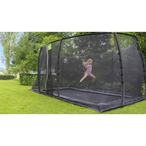 Trampolina naziemna EXIT Dynamic 275x458 cm z siatką ochronną, czarna