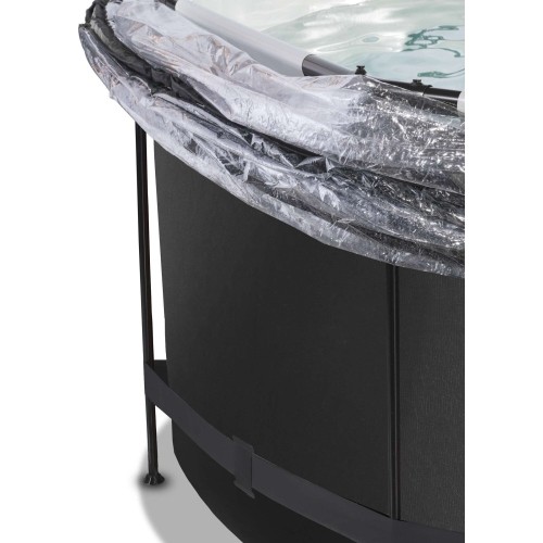 Basen EXIT Black Leather ø360x122 cm z piaskową pompą filtrującą, kopułą i pompą ciepła, czarny