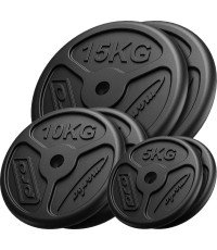 Zestaw obciążeń żeliwnych Marbo, 60kg / 2x15kg + 2x10kg + 2x5kg