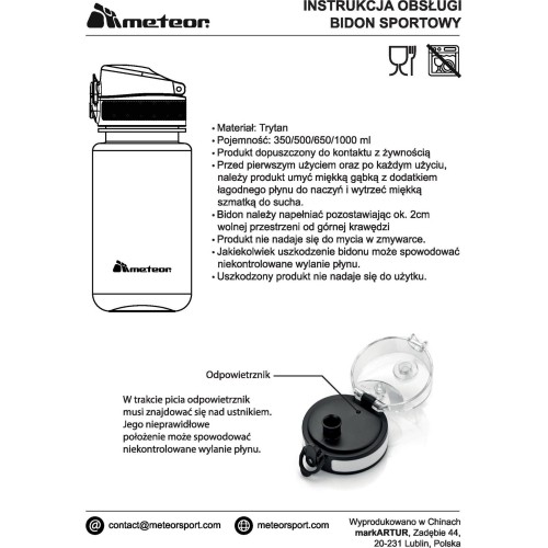 Sportowa butelka na wodę Meteor 650 ml - Szary