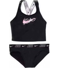Nike strój kąpielowy dla dziewcząt Nk G Logo Tape Crossback Black NESSE728 001
