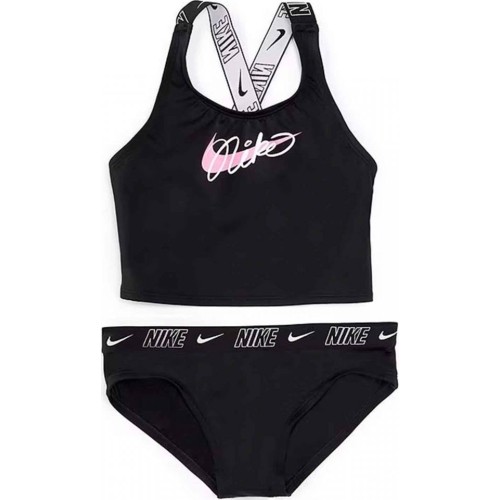 Nike strój kąpielowy dla dziewcząt Nk G Logo Tape Crossback Black NESSE728 001