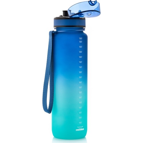Sportowa butelka na wodę Meteor 1000 ml ciemnozielona - Niebieski || Turkusowy