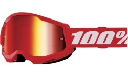 Dziecięce gogle motocrossowe 100% Strata 2 Youth Mirror - Czerwony, czerwone plexi