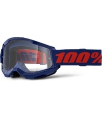 Gogle motocrossowe 100% Strata 2 New - Blue-Red niebiesko-czerwony, przezroczyste plexi