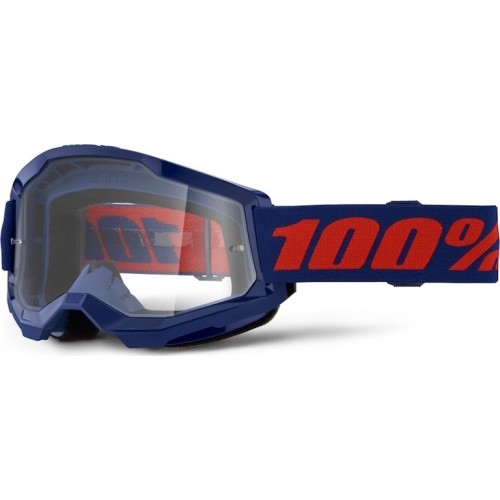 Gogle motocrossowe 100% Strata 2 New - Blue-Red niebiesko-czerwony, przezroczyste plexi