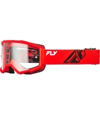 Dziecięce gogle motocrossowe Fly Racing Focus Youth - Czerwony/czarny, przezroczysta pleksi