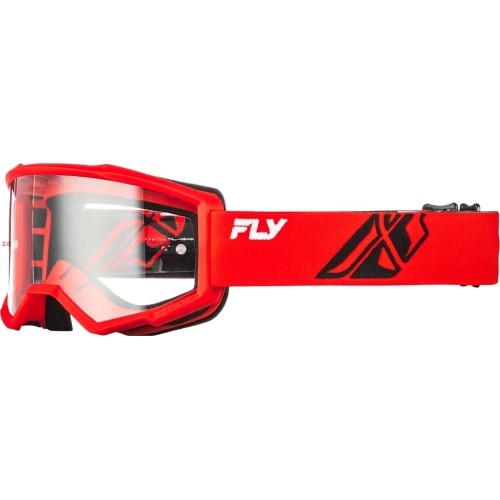 Dziecięce gogle motocrossowe Fly Racing Focus Youth - Czerwony/czarny, przezroczysta pleksi