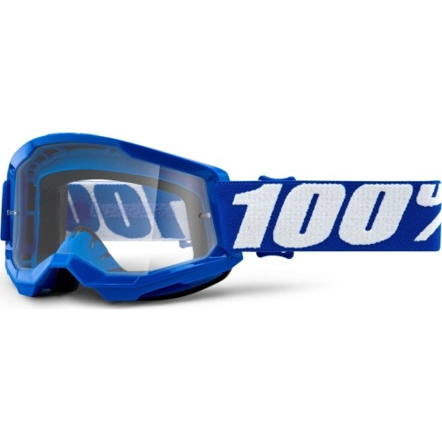 Dziecięce gogle motocrossowe 100% Strata 2 Youth - Niebieski, przezroczyste plexi