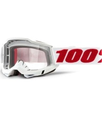 Gogle motocrossowe 100% Accuri 2 - Denver biało-czerwony, przezroczysta pleksa