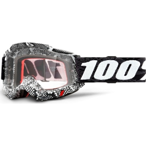 Gogle motocrossowe 100% Accuri 2 - Cobra czarno-biały, przezroczysta pleksa
