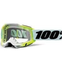 Gogle motocrossowe 100% Accuri 2 - Dunder biało-zielony, przezroczysta pleksa
